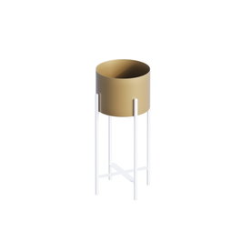 Aberto Design Maceta Decorativa GED-026-C Blanco y Dorado
